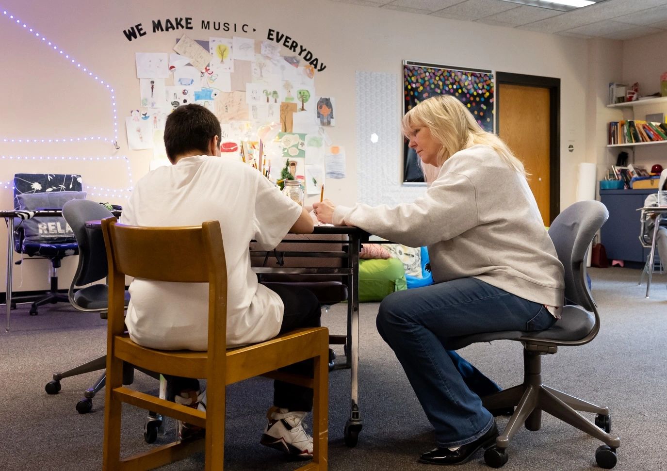 A wellness room inside a Worcester public school