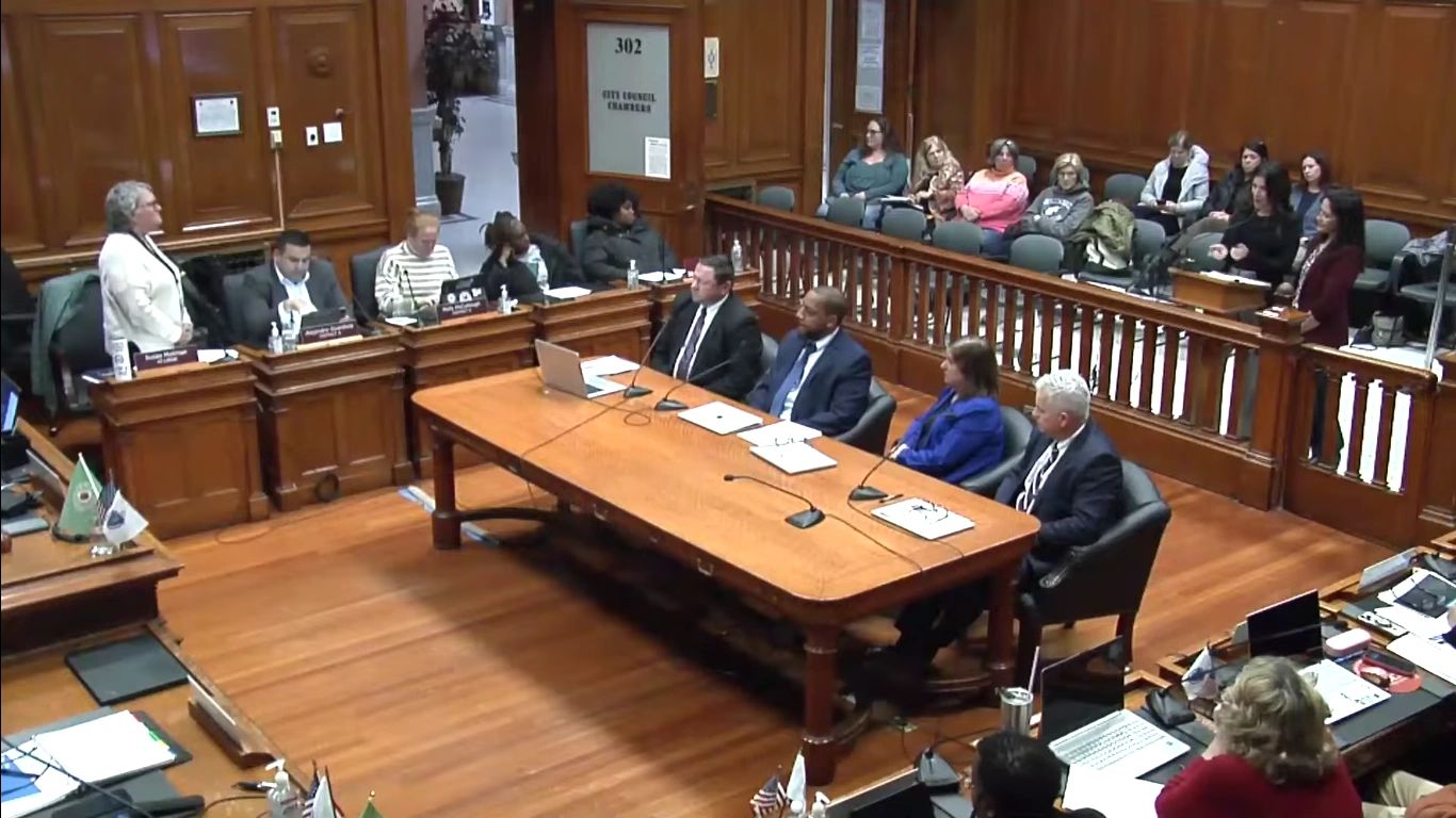 Quadrant leaders talk to the Worcester School Committee during Thursday's meeting