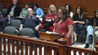 Heather Prunier speaks at the Worcester School Committee meeting on Nov. 20