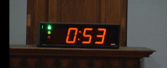 The council chamber's timer/clock. Public comments have to be kept under two minutes!