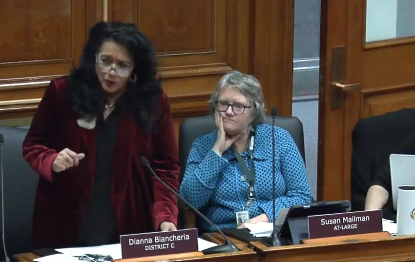 Member Dianna Biancheria (left) praised the report and asked several questions