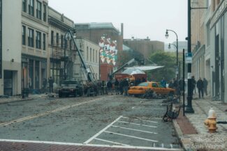Filming The Walking Dead: Dead City earlier this month in Worcester (photo credit: Josh Wingell @ShapeGSX)