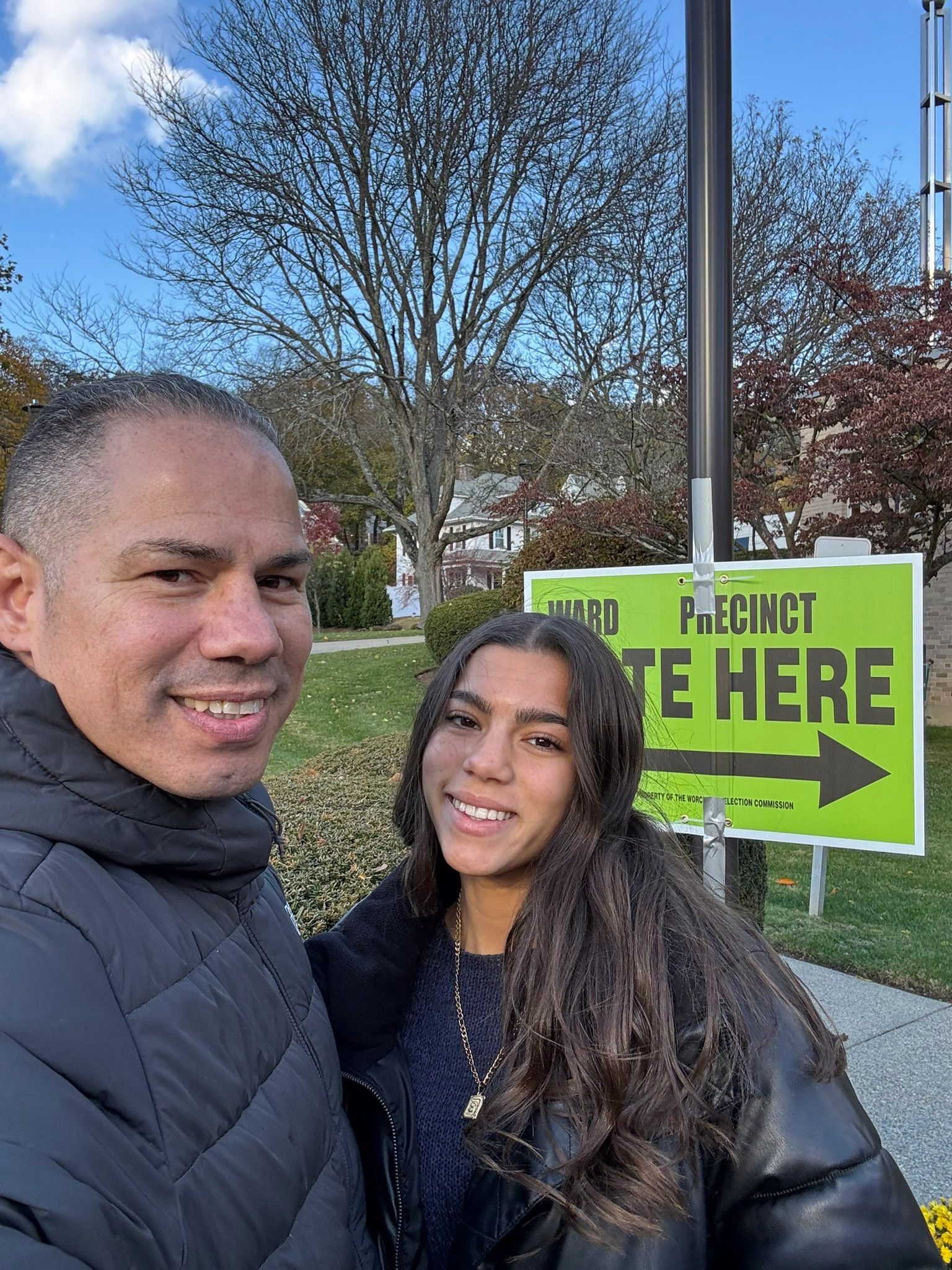 District council candidate Jose Rivera votes with his daughter, who is voting for the first time (photo via X)