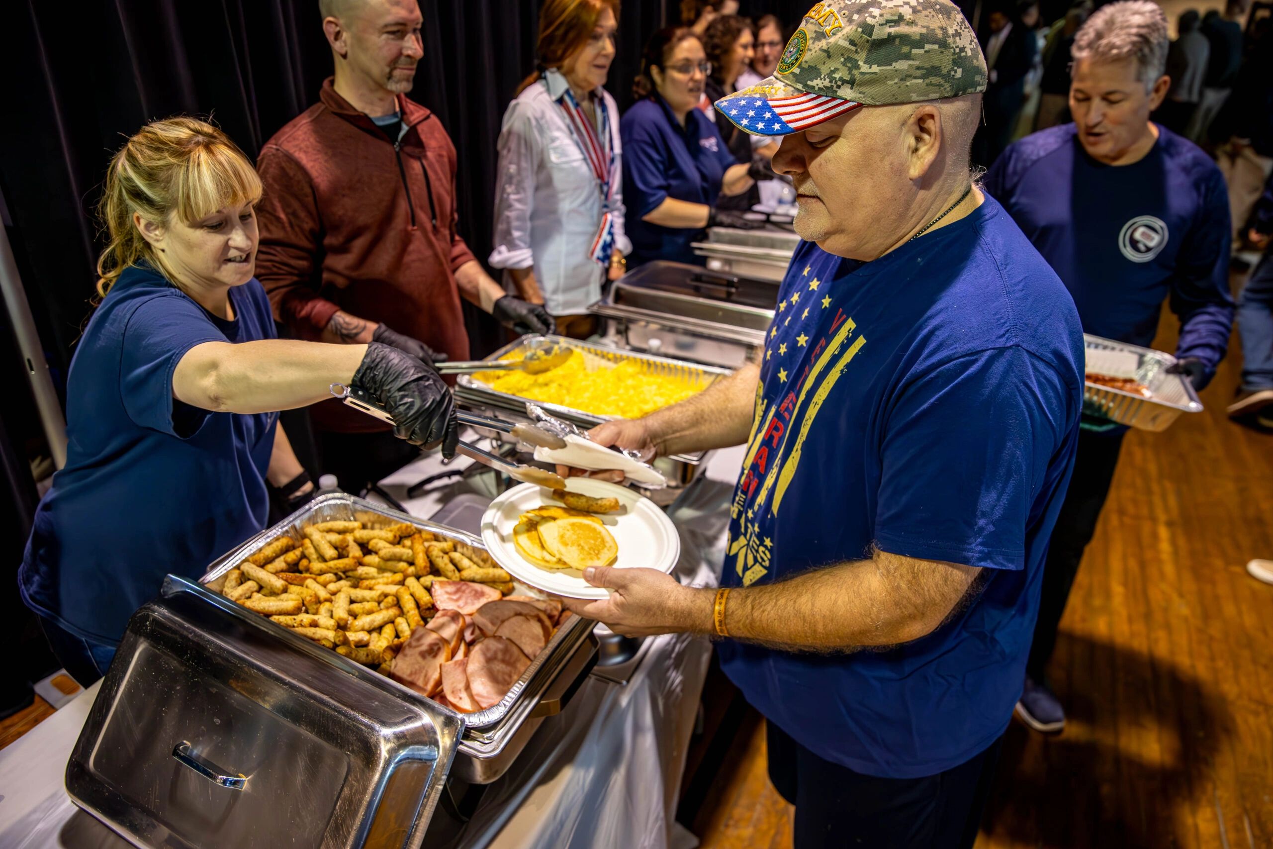 There are a lot more than pancakes at the annual Veterans Day pancake breakfast. But make no mistake - there ARE a lot of pancakes. (photo credit: Veterans Inc)