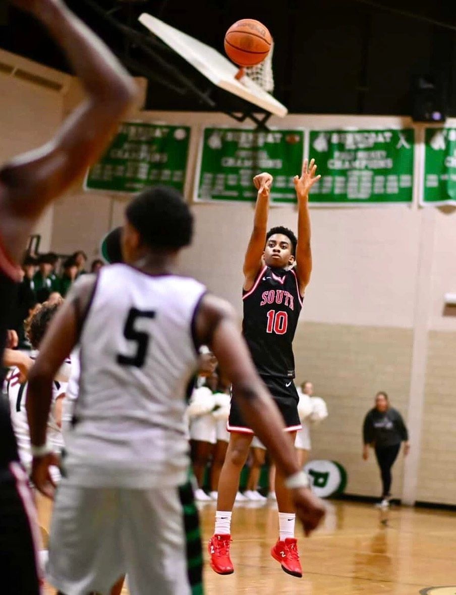 Lucas Kouassi has turned in a standout freshman season, averaging 16.8 points per game for South High (photo by Audris Guerce)