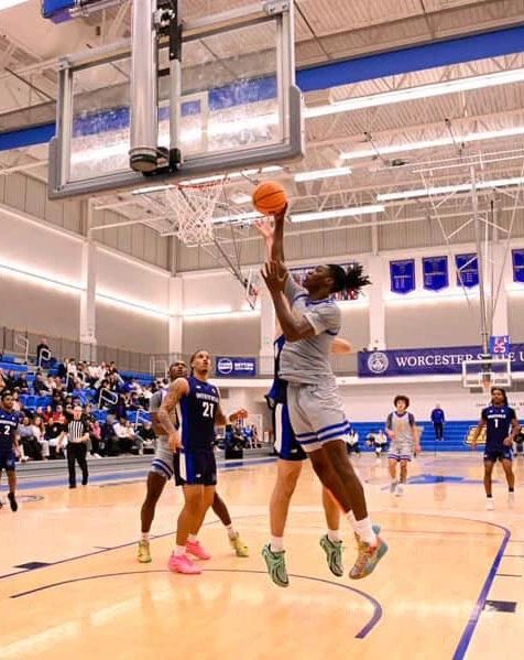 Joe Okla led Worcester State with 16 points and 11 rebounds (photo by  Audris Guerce)