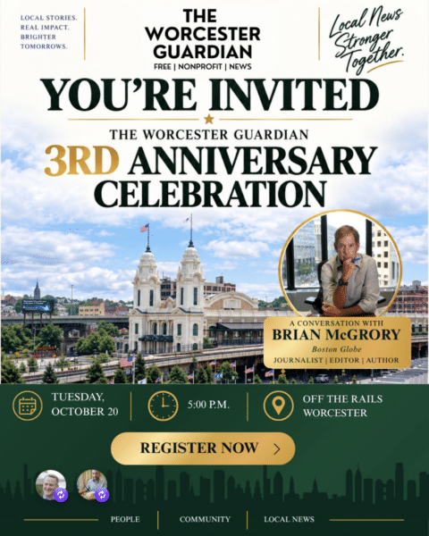 Spots are filling up for The Worcester Guardian’s third anniversary celebration